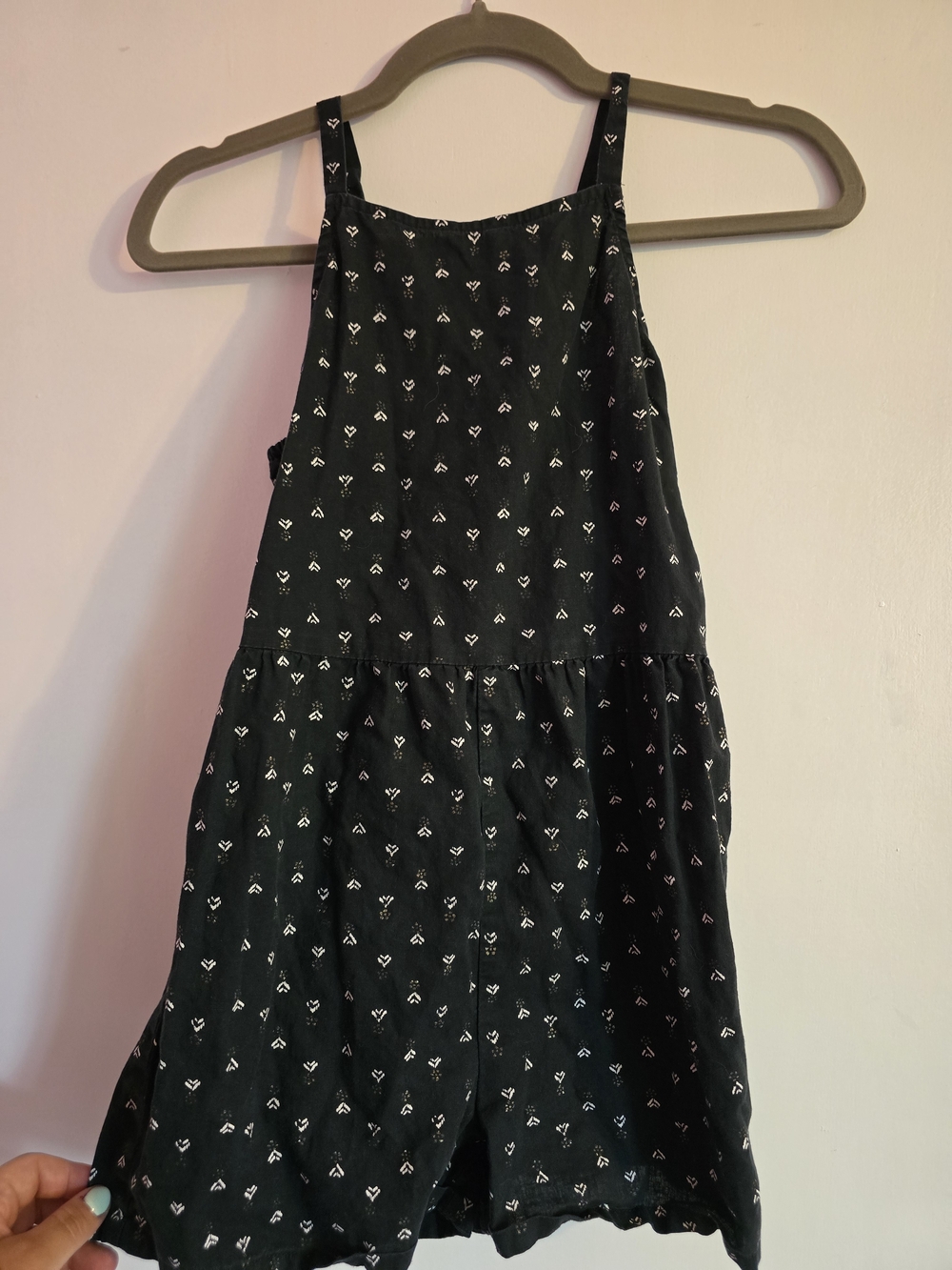 Carter's Black Printed Strap Romper Jumpsuit
